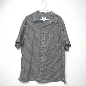 HB Harbor Bay 2XL plaid shirt men’s 2XL short sleeve plaid shirt gray grey white
